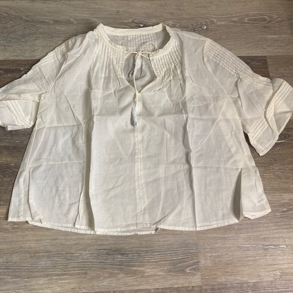 Madewell warm pin tuck tie neck top - Picture 3 of 4